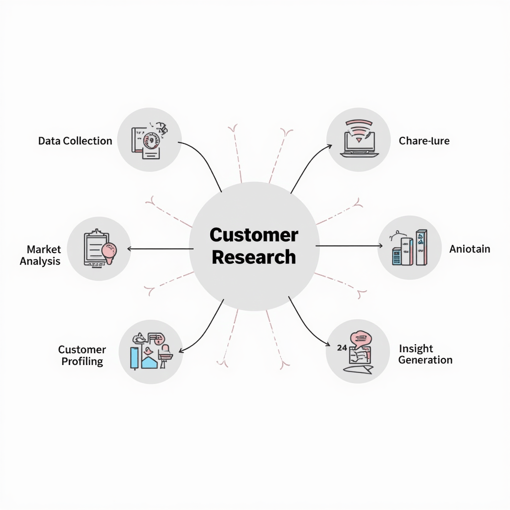Customer Research.Step 2 of an Eight-step marketing project strategy process from research to launch