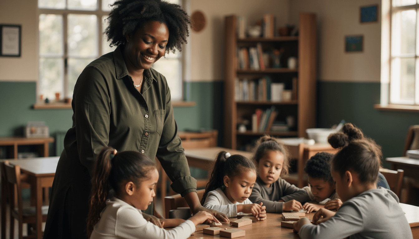 Teacher leading learning activity at daycare in Boiling Springs SC