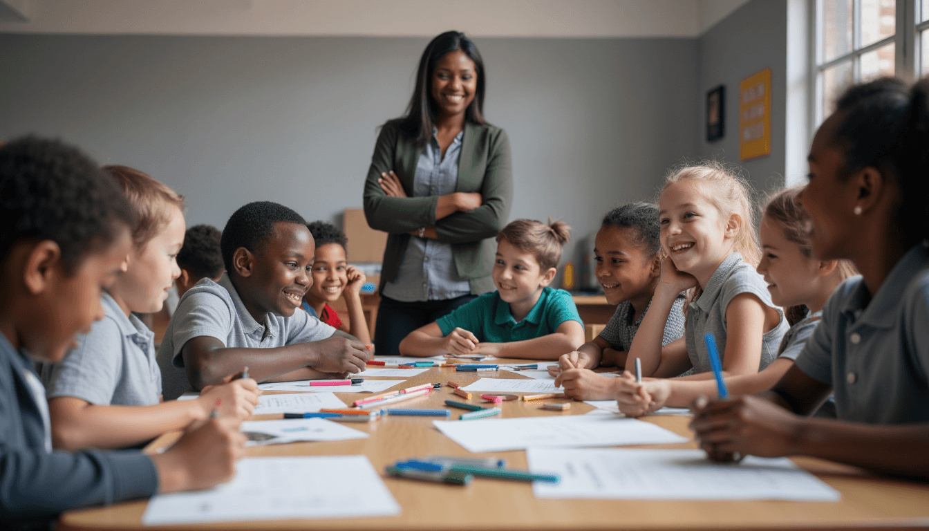 Children collaborating during group learning project