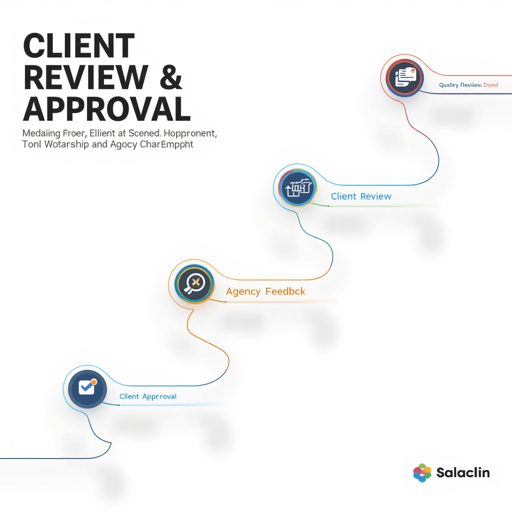 Client Review.Step 6 of an Eight-step marketing project strategy process from research to launch