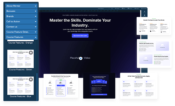 Drag any design block to any page at any time