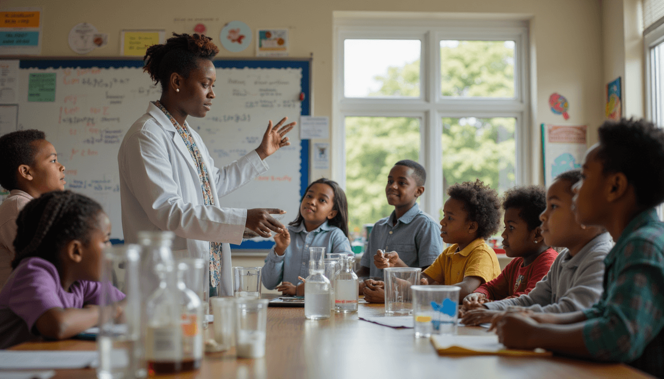 Children participating in homeschool science activity