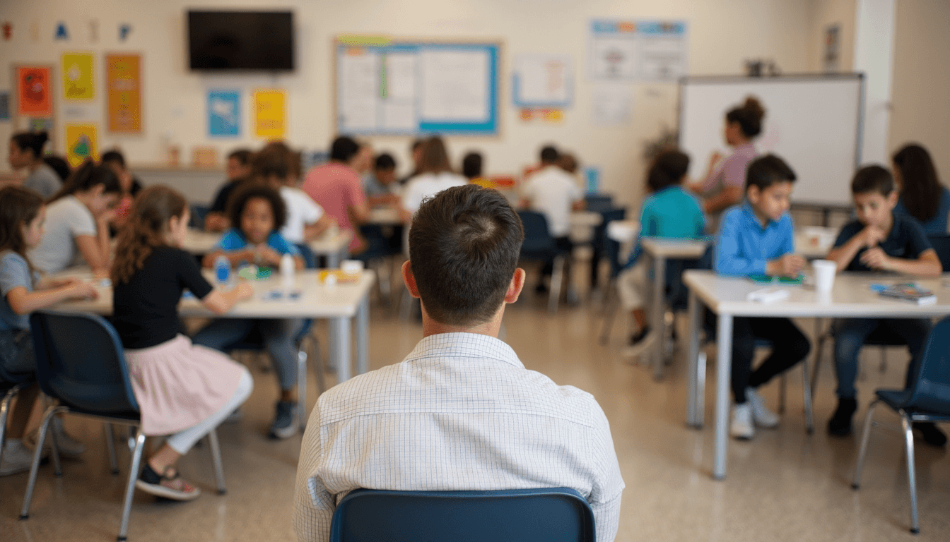 Parent touring homeschool support classroom