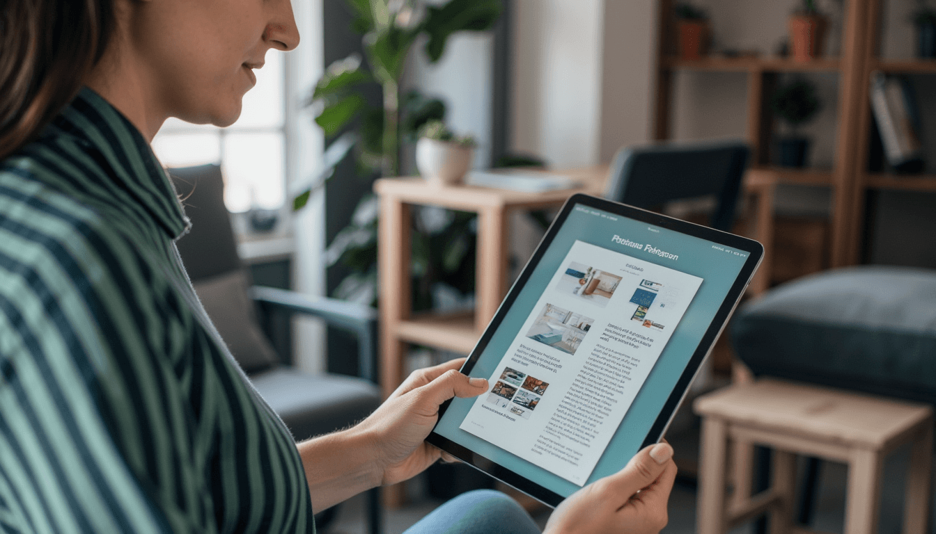 small business owner reviewing professional graphic design mockups in South Carolina