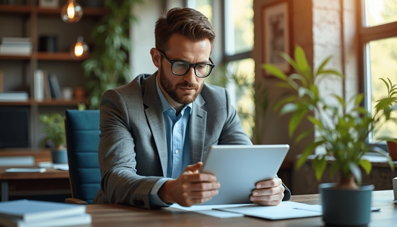 small business owner reviewing modern website design on computer in Anderson South Carolina