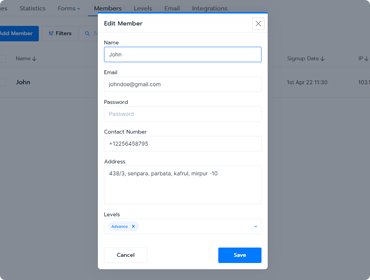 Manage member accounts